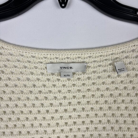 XL Vince Cotton Top Open Crochet Soft Breathable Scoop Neck Short Sleeve Italian - Picture 2 of 10